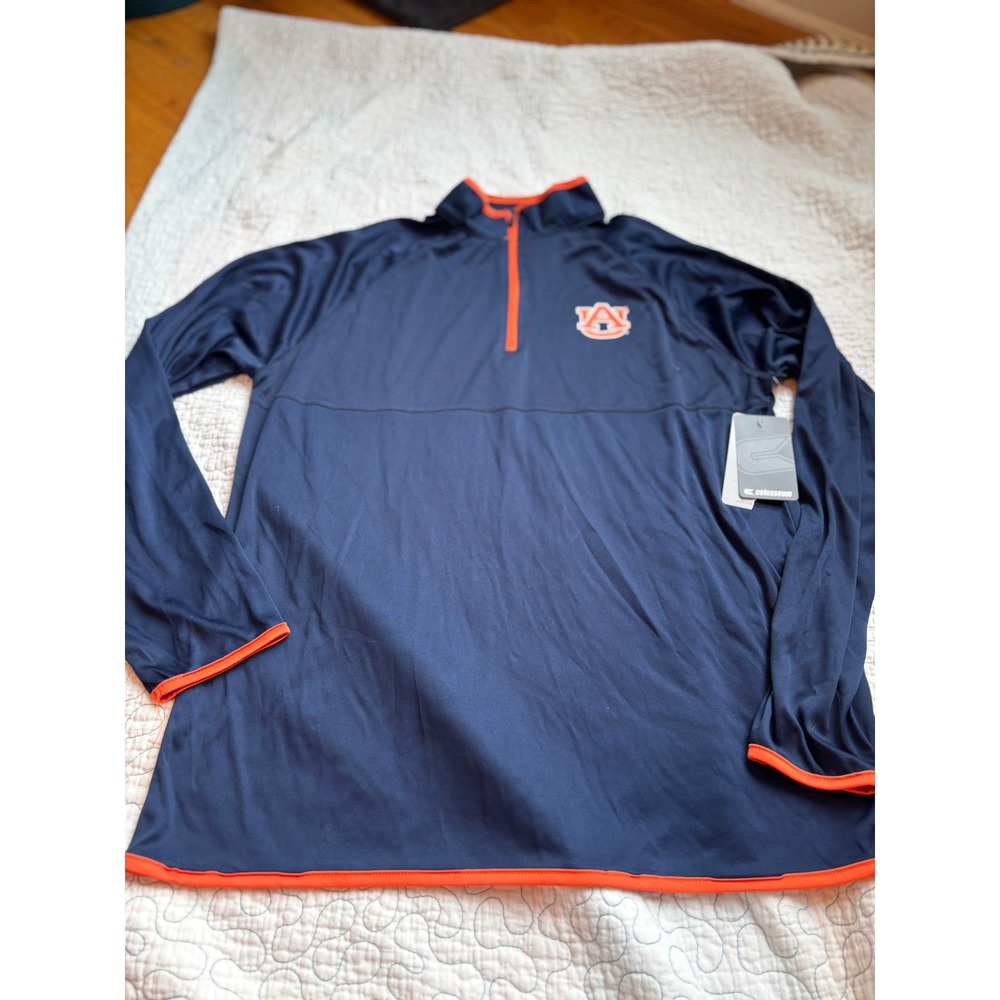 Colosseum Auburn Tigers Navy Orange Quarter Zip Pullover Men's Medium #4